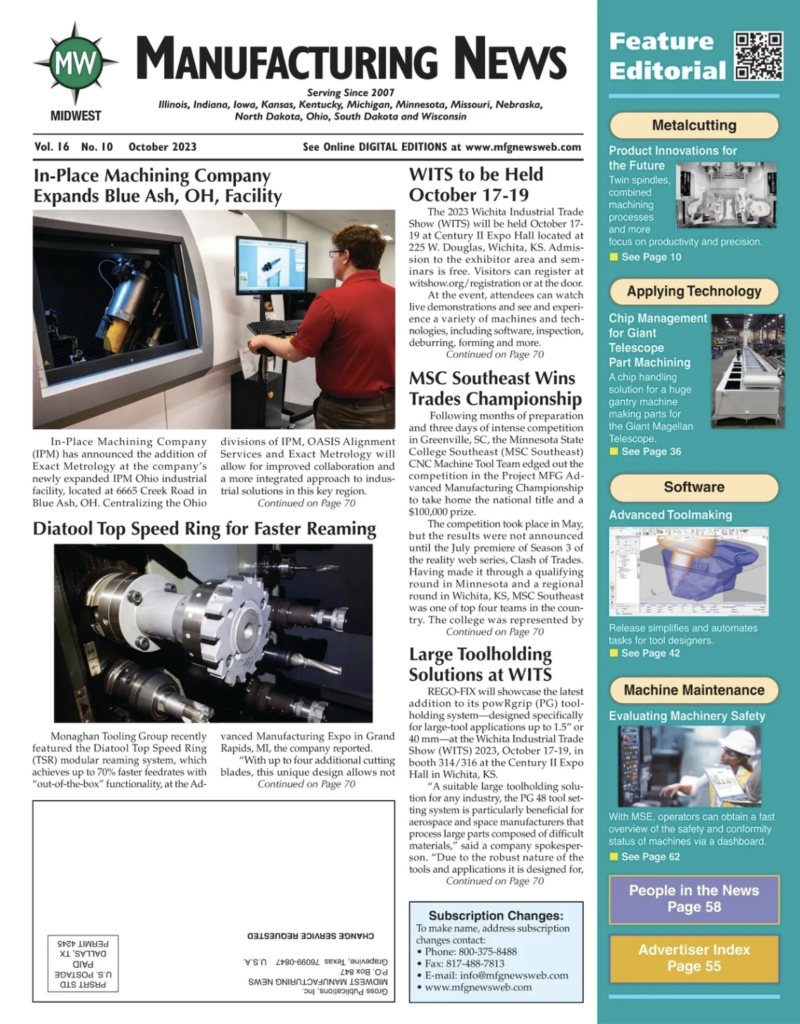 In-Place featured on front cover of Manufacturing News